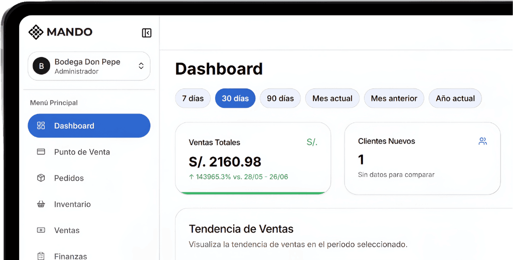 Interfaz de gestión de la plataforma Mando